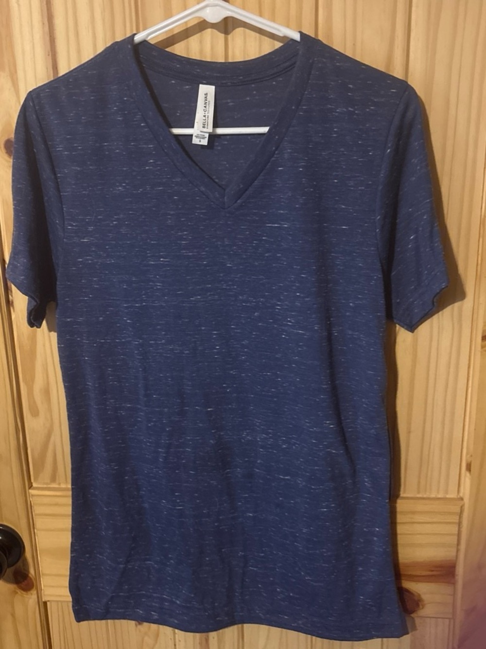 Bella Canvas Men's V-Neck Short-Sleeve T-Shirt in Heathered Navy Blue